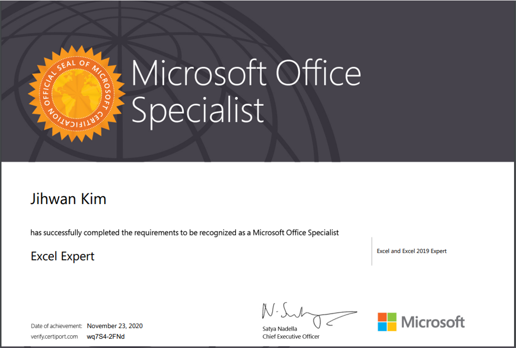 Contoh Sertifikat Microsoft Office (MOS) - iBLU-Academy