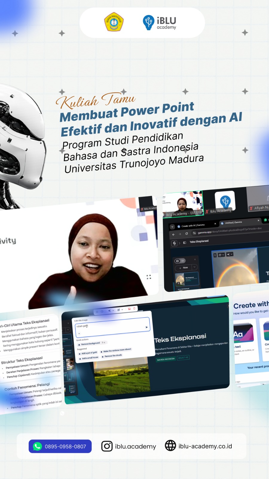 You are currently viewing Meningkatkan Kreativitas Presentasi Digital: Kuliah Tamu IBLU Academy di PBSI UTM Bahas Optimasi PowerPoint dengan AI